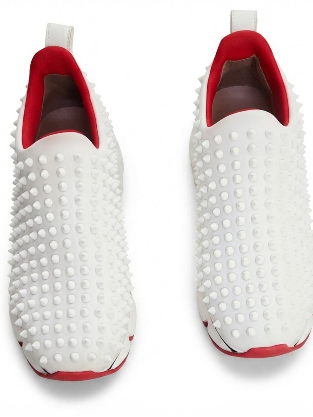 Christian Louboutin Spike Sock Donna Flat Snow White Red Neoprene Sneaker 39EU - Picture 3 of 7